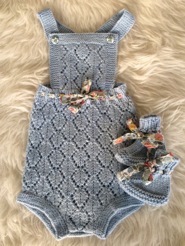 Barnigjen strikkeoppskrift romper Marie