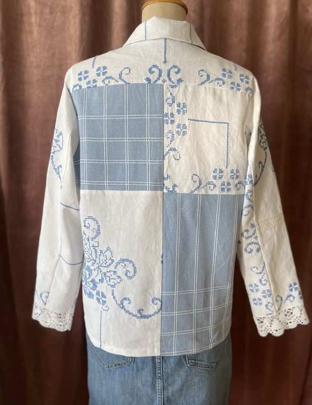 X SOLGT Skjortejakke Blå og hvit