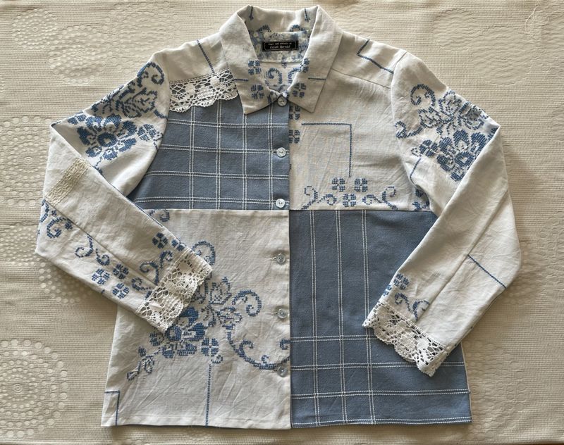 X SOLGT Skjortejakke Blå og hvit