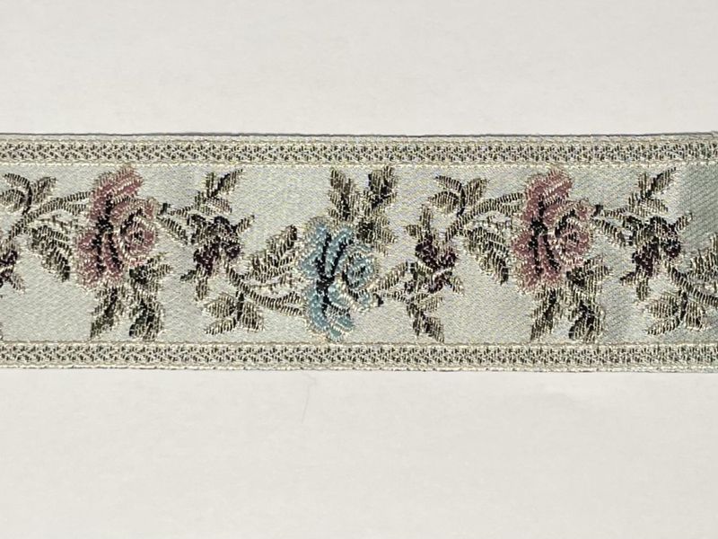 Jacquardbånd lyseblå/rosa 60 mm